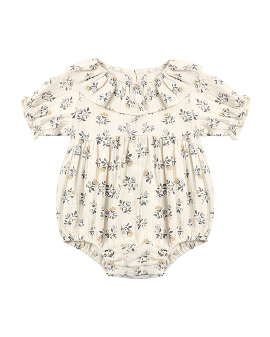 Collared Romper | French Floral - The Yellow Canary