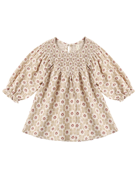 V Smocked Dress | Winter Rose - The Yellow Canary