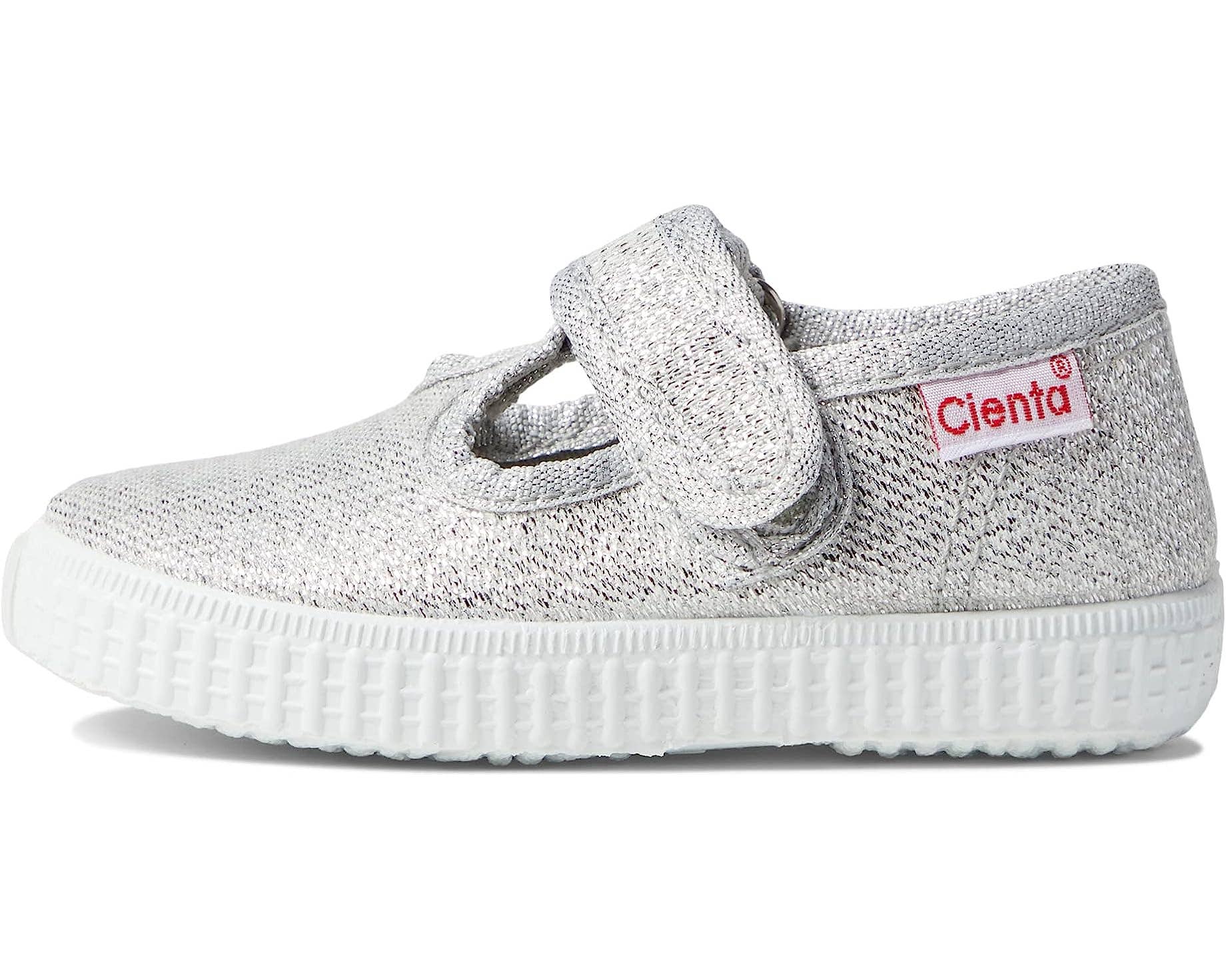Cienta 50013.26 Velcro T-Strap - Silver Sparkle
