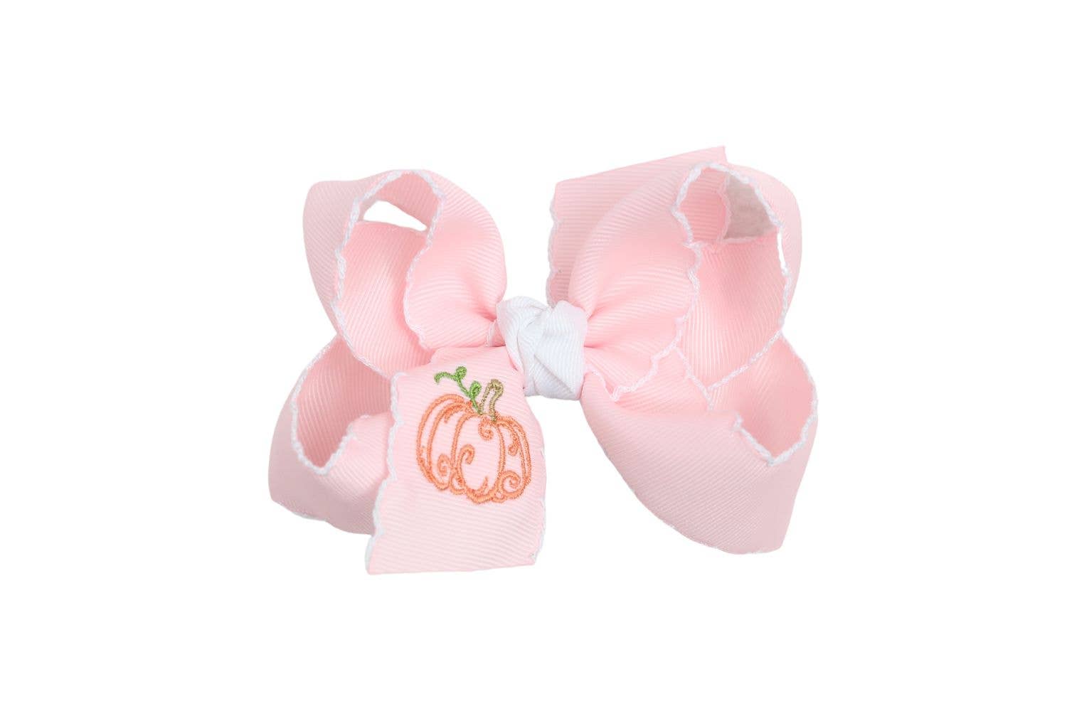 Embroidered Pumpkin Bow